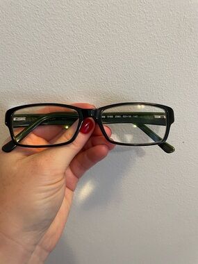 Ray-Ban Black Frame Glasses with Green Temples